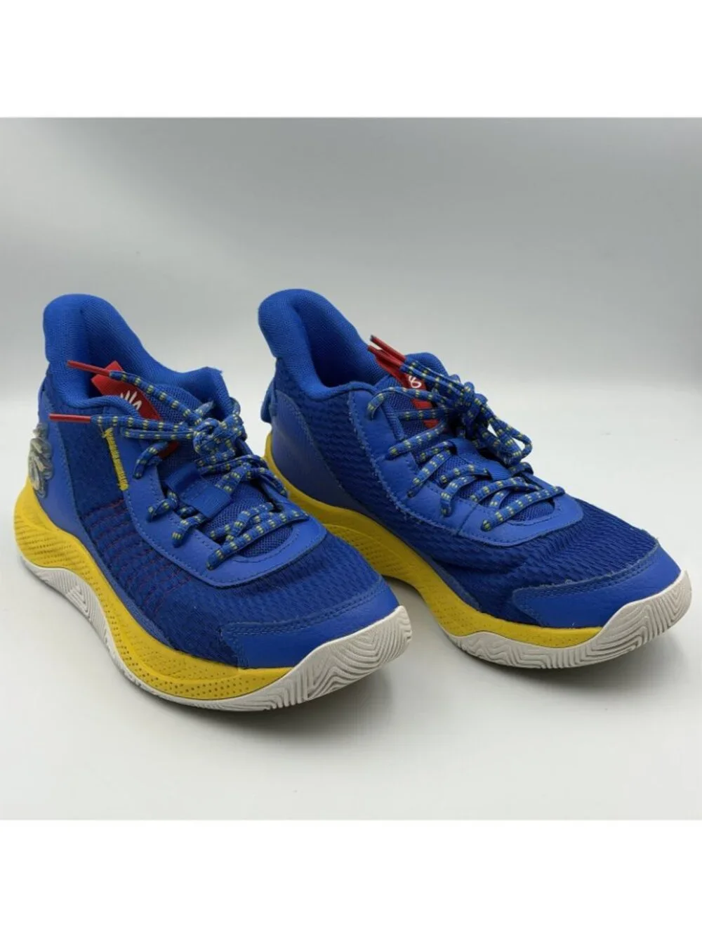 Under Armour Curry Flow 8 Youth Kids Basketball Shoes Blue Yellow Size 6Y